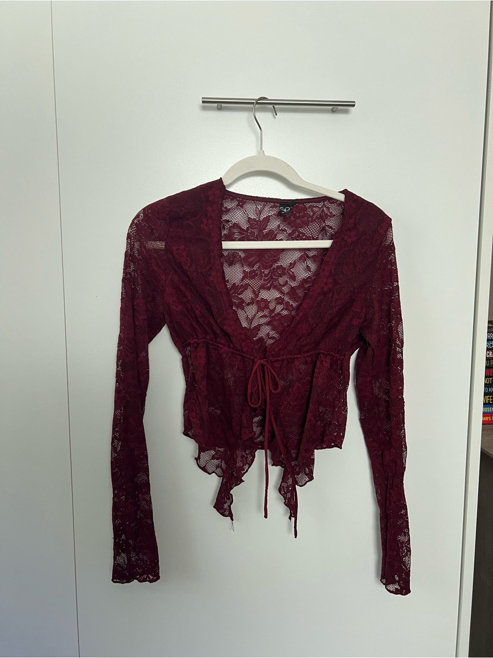 Windsor Burgundy Lace Tie-Front Blouse